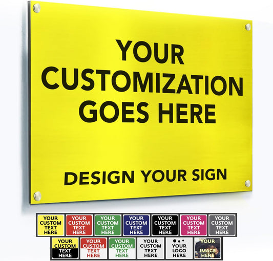 Custom Metal Signs, Personalized Aluminum, Customized Safety, Business Signs, Waterproof Outdoor, White Aluminum (Yellow Background, 7x7 In)