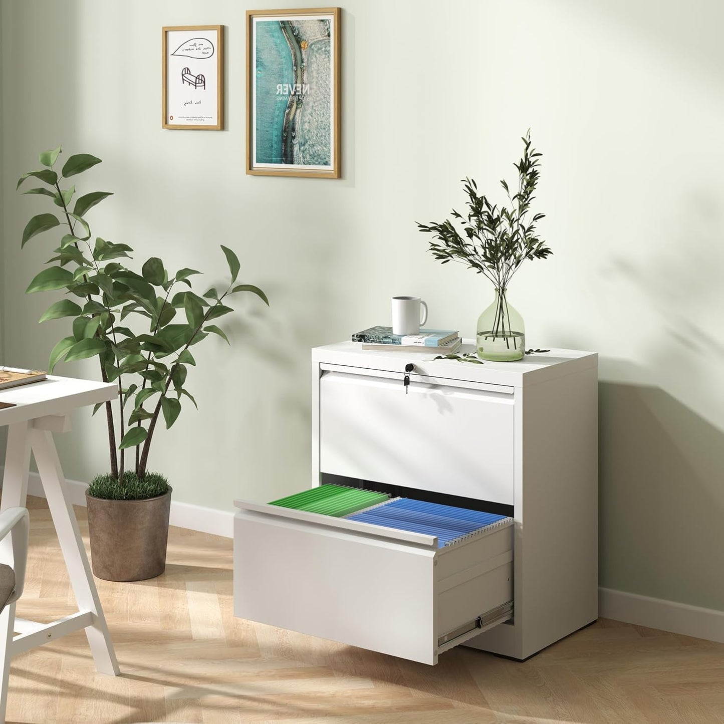 Locking Filing Cabinet with 2 Drawer Heavy Duty Large Metal Cabinets Home Office Lateral File Cabinets Wide Steel Cabinet for Legal/Letter Size File,Assembly Required