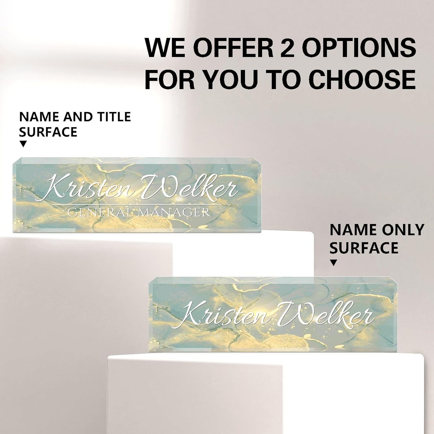 Name Plate for Desk, Desk Name Plate Personalized, Office Decor for Women Men, Acrylic Desktop Accessories, Office Appreciation Gifts for Boss Social Workers Employee Nurse Teacher (Deep Sea)