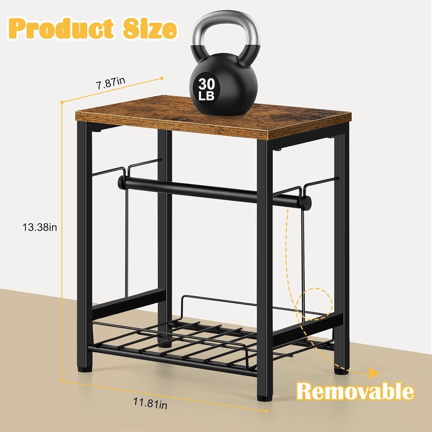 Label Holder Thermal Shipping Label Holder for Rolls & Fan-Fold, Sticker Roll Holder with Basket Desktop Label Roll Dispenser Accessory for Home, Office, Small Business, Rustic Brown