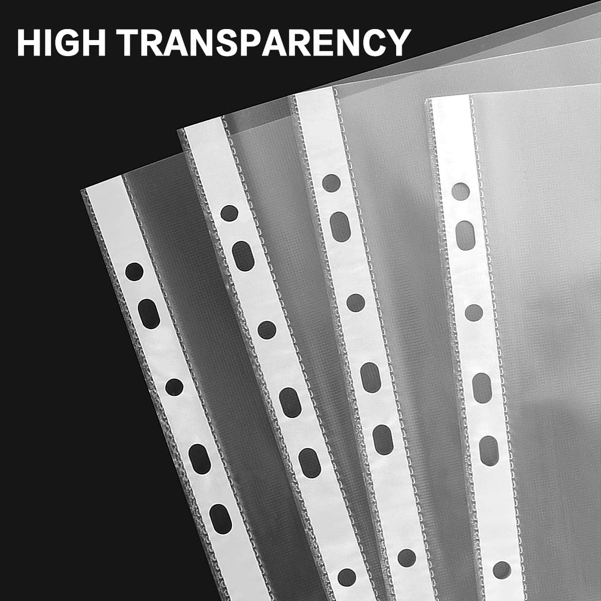 Sheet Protectors, HERKKA 300 Pack Heavy Duty Clear Plastic Page Protectors Sheet Reinforced 11-Hole Fit for 3 Ring Binder Fits Standard 8.5 x 11 Paper, 9.25 x 11.25 Top Loaded, Acid Free