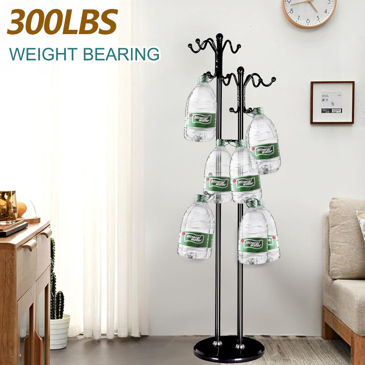 Coat Rack with Natural Marble Base, Metal Modern Coat Racks Freestanding, Coat Rack Stand with 12 Hooks, Coat Tree Hats Hanger Stand for Entryway, Hallway (17 Hooks-Black)