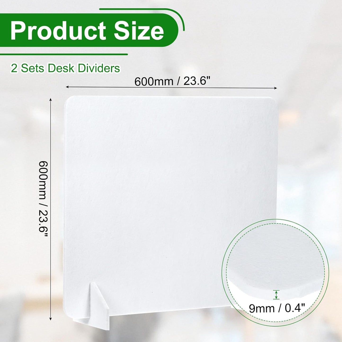 PATIKIL Desk Divider, 2 Set 24 x 24 Inch Acoustic Freestanding Desk Divider Desk Privacy Panel with 4 Pcs Support Feet for Library Office Workstation, White