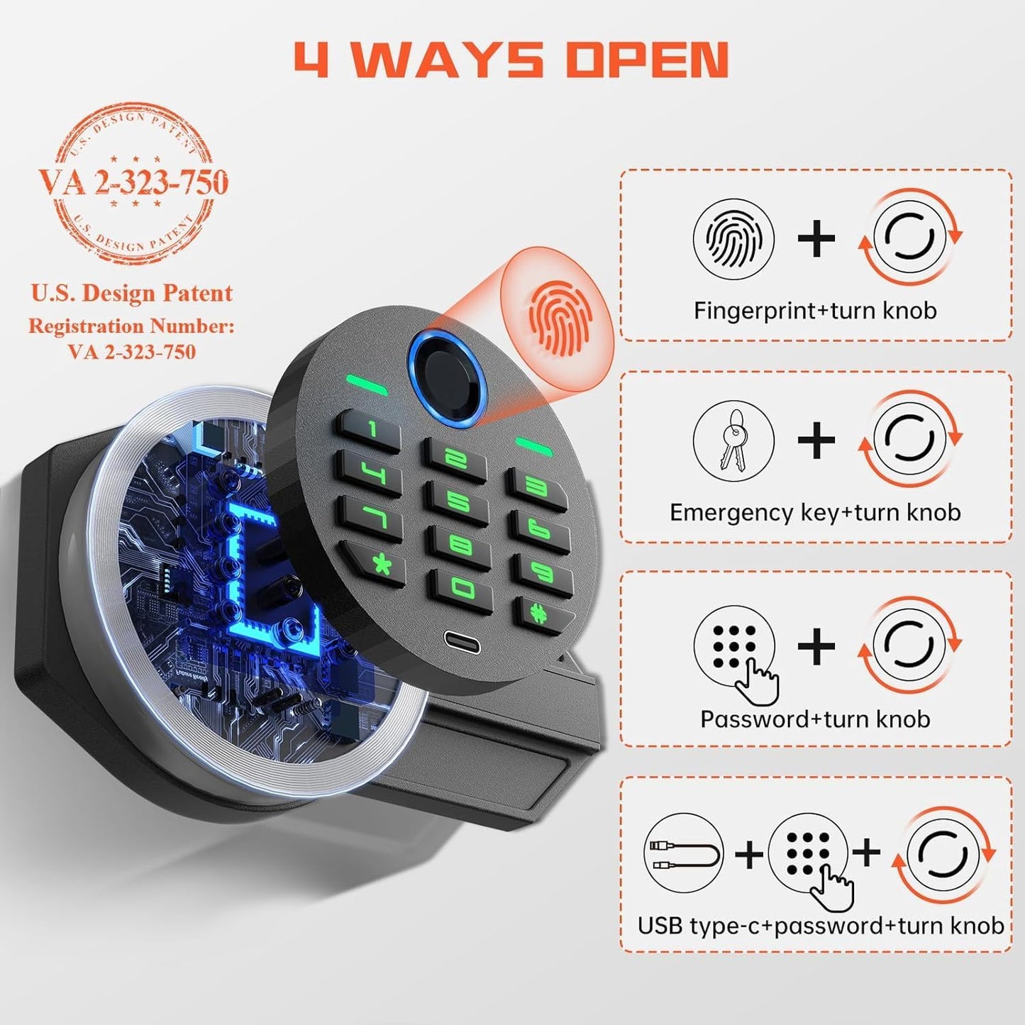 6.0 Cuft Extra Large Home Safe Box Fireproof Waterproof, Fingerprint Safe, Home Security Safes Box with Adjustable Shelf & Deposit Slot, Money Safes with Backlit Keypad & Dual Alarm for Home Office