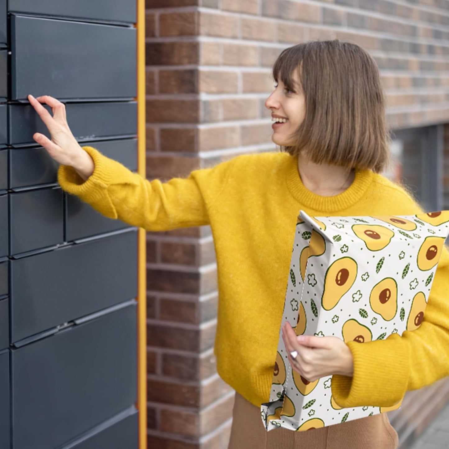 Poly Mailers 12x15.5 Inch 50 Pcs - Avocado printed Shipping Bags, 2.4mil Thickness, Waterproof and Tear Resistant Mailing Envelopes, Self-Sealing Packaging Bags for Small Business