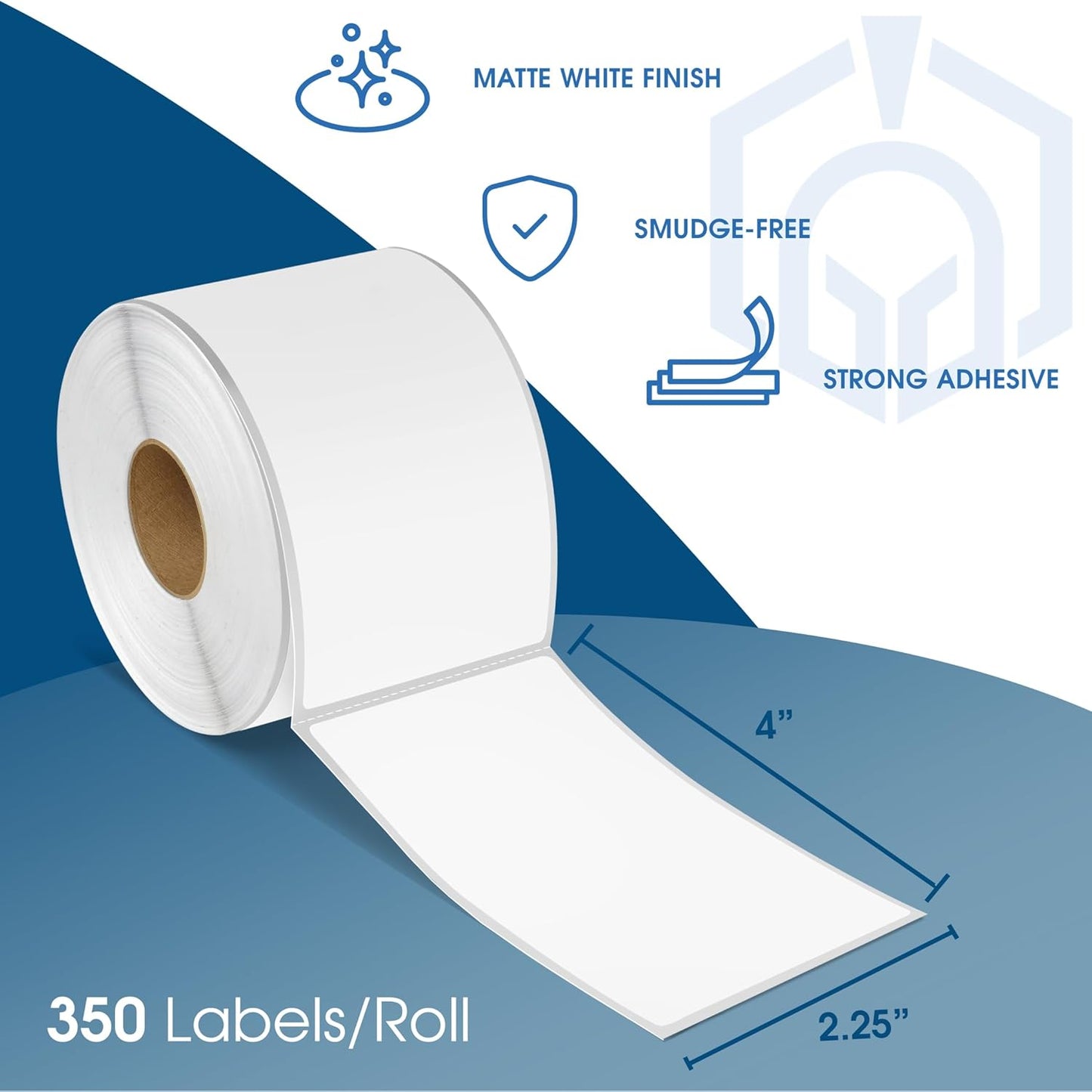 Spartan Industrial - 2.25" X 4” Direct Thermal Labels, Perforated Shipping Labels, Compatible with Rollo & Zebra Desktop Printers - 10 Rolls, 350/Roll