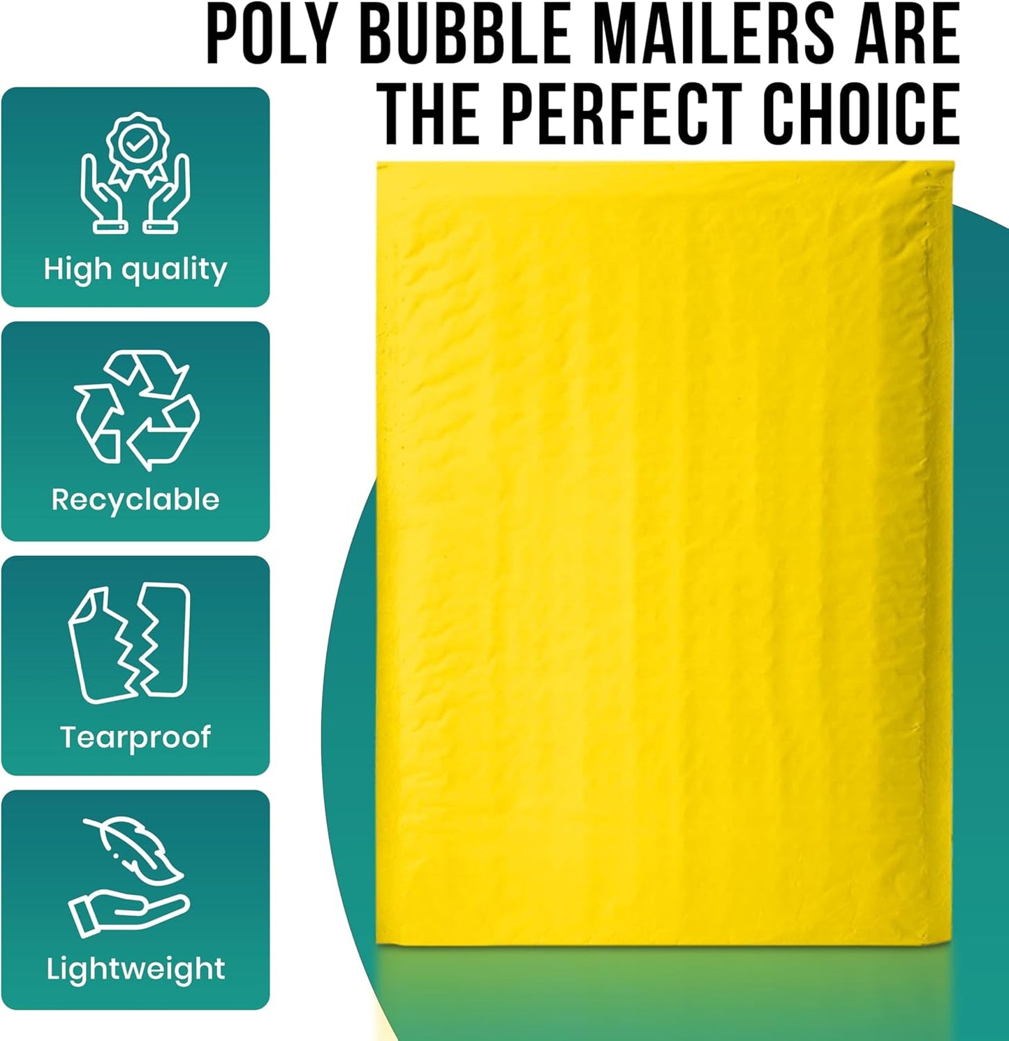 Levex - #0 6" x 10" [5 Pack] Yellow Poly Bubble Mailers, Padded Envelope Mailers, Packing Envelope & Mailing Bags for Shipping