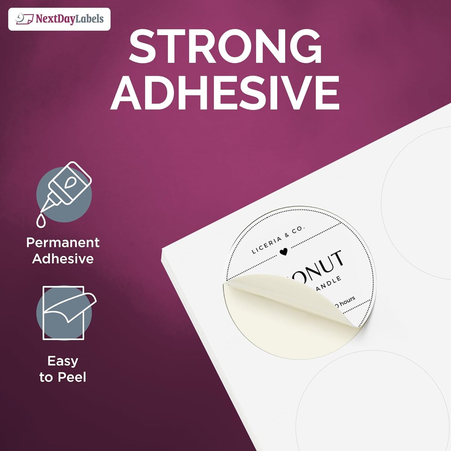 NextDayLabels 3.33 Inch Round Matte White Labels - Laser/Inkjet Printer Compatible (600 Labels)