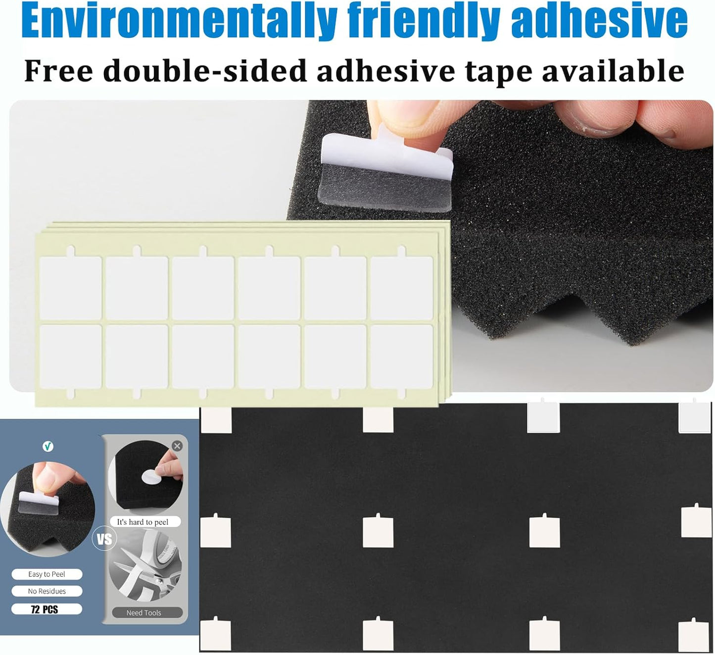 4 Pack Acoustic Panels 48"x24"x2" Sound Proof Foam Panels, High Density and Fire Resistant Sound Panels, Studio Foam for Wall and Ceiling - Home Studio, Office (4 Pack Black, 48X24X2 Inch)