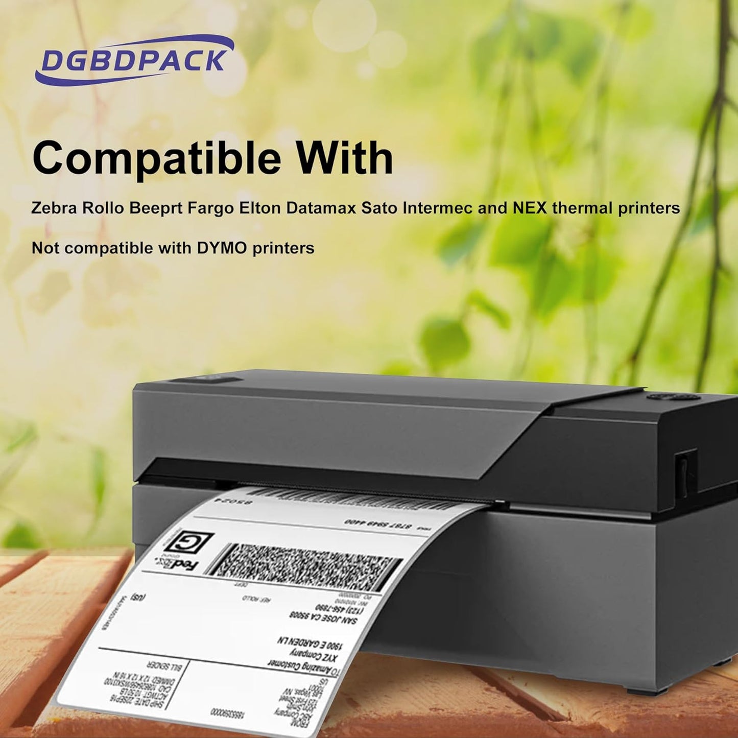 DGBDPACK Fanfold Direct Thermal Shipping Labels 4''x6'' 2400 Labels/8 Stacks (300 Pcs per Stack), Compatible with Zebra Rollo Beeprt Printer Ultra Adhesive