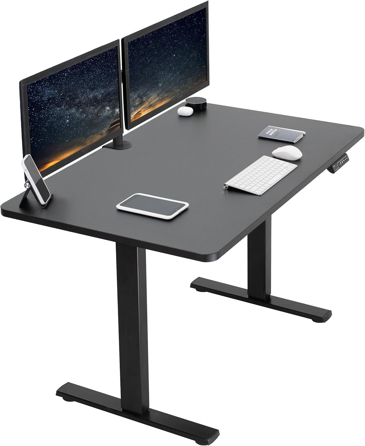 VIVO Electric 48 x 30 in Standing Desk, Memory Height Adjustment, 1B Series, One-Piece Black Top, Black Frame, DESK-KIT-1B5B