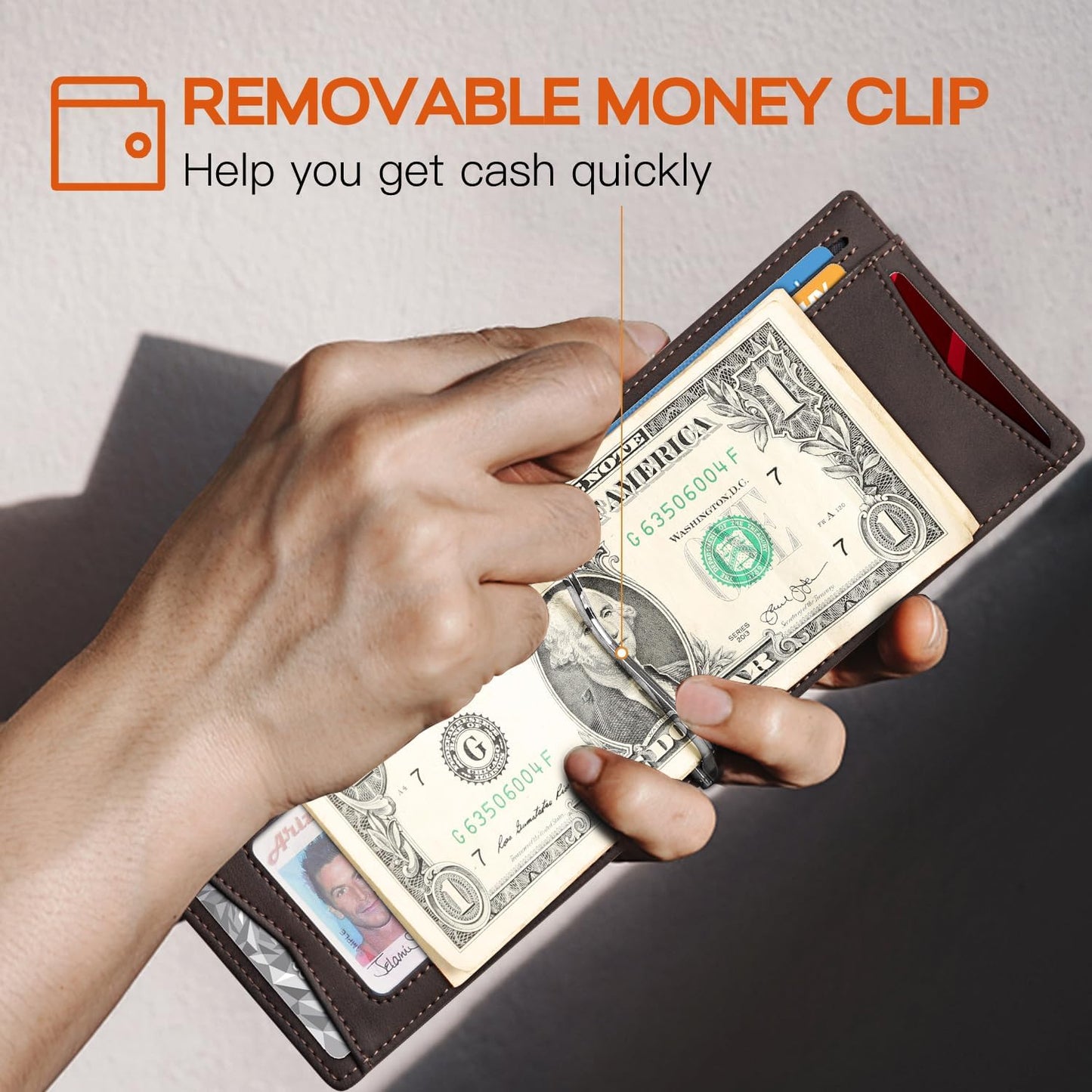 Slim Money Clip Wallets for Men RFID Blocking 11 Card Holder Minimalist Small Thin Carbon Leather Bifold Mens Front Pocket Wallet Gift Box