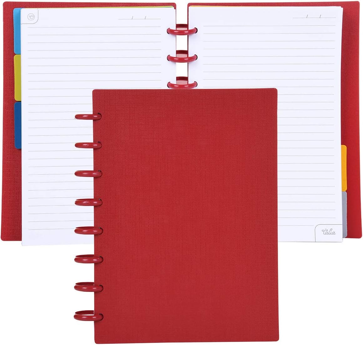 Talia Discbound Notebooks, Planner, Customizable, (Chili Oil w/Chili Oil Discs, Junior (5.5in x 8.5in))
