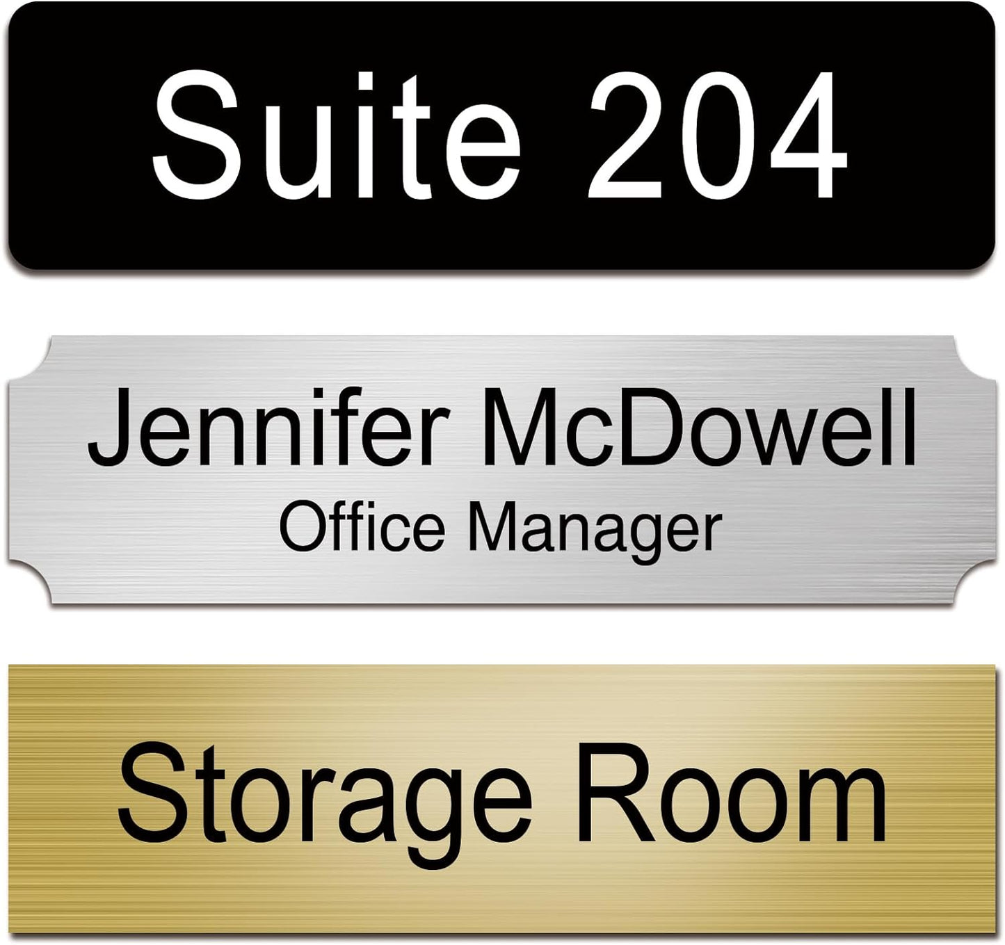 Custom Office Engraved Name Plate for Door or Wall Sign, Personalized Door Name Plate for Office with Adhesive, Laser Engraving, 10 Colors Available, 3 Styles (2" x 10")