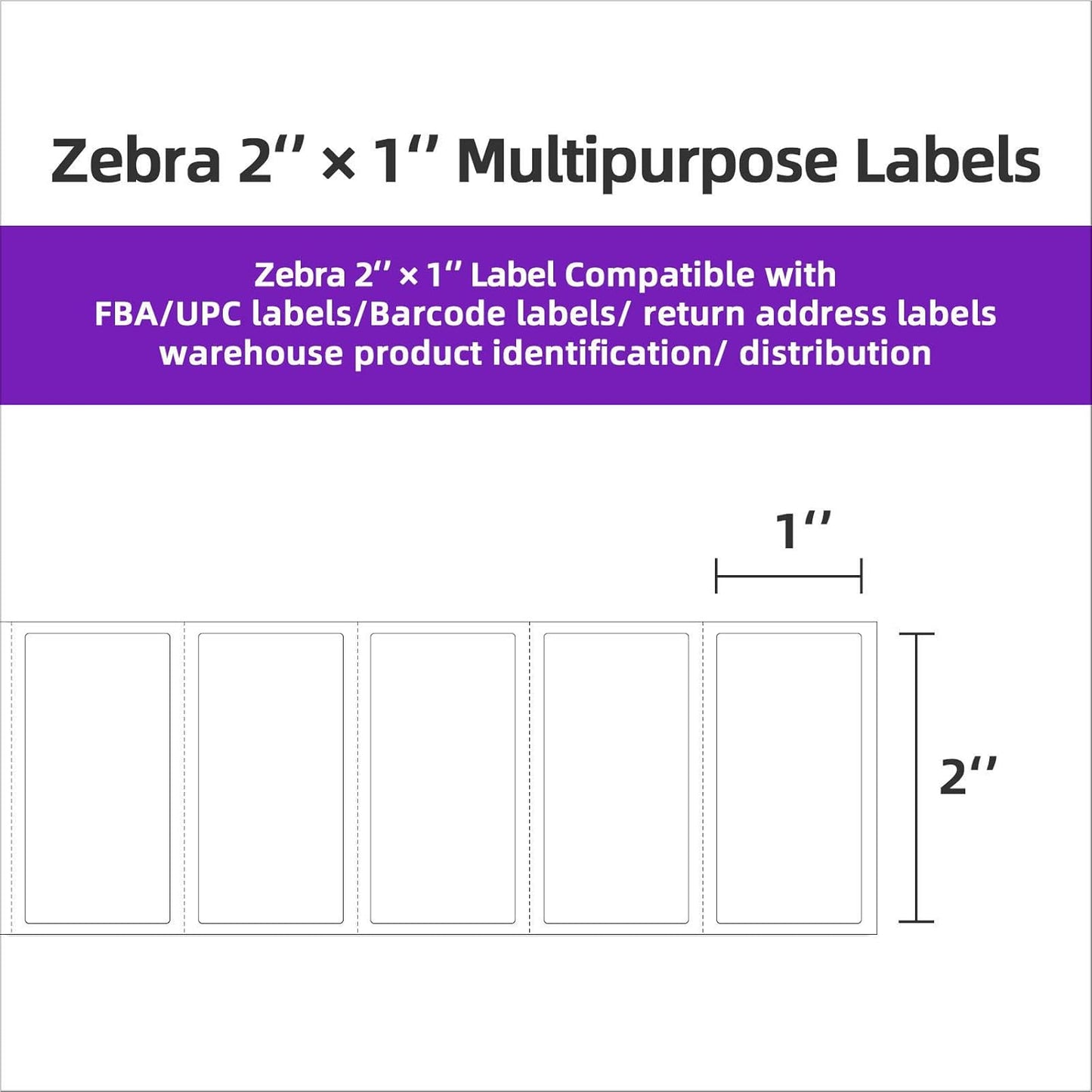 AveneMark 12 Rolls 2" x 1" Direct Thermal Labels for Barcodes Postage Address Shipping Labels Compatible with Rollo & Zebra Desktop Printers Adhesive - 1300 Labels/Roll