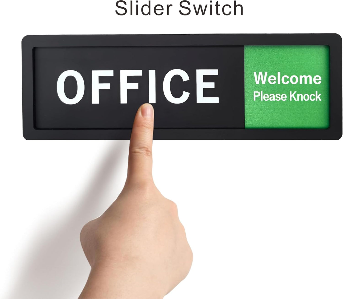 Office Sign – Do Not Disturb / Knock Welcome Slide Switch Sign, Premium Durable Acrylic Material, Super Strong Self-Adhesive, Quick Installation, Suitable For Your Home And Business (9×3 Inches, Black) (Office)