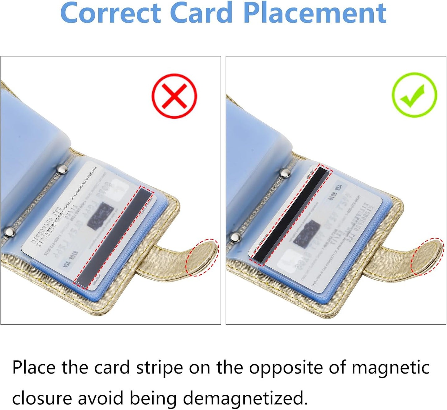 Wisdompro Credit Card Holder, Slim Leather RFID Blocking Wallet Debit Card Protector Organizer Case (20 Card & 7 Memory Card Slots)-Vertical Gold