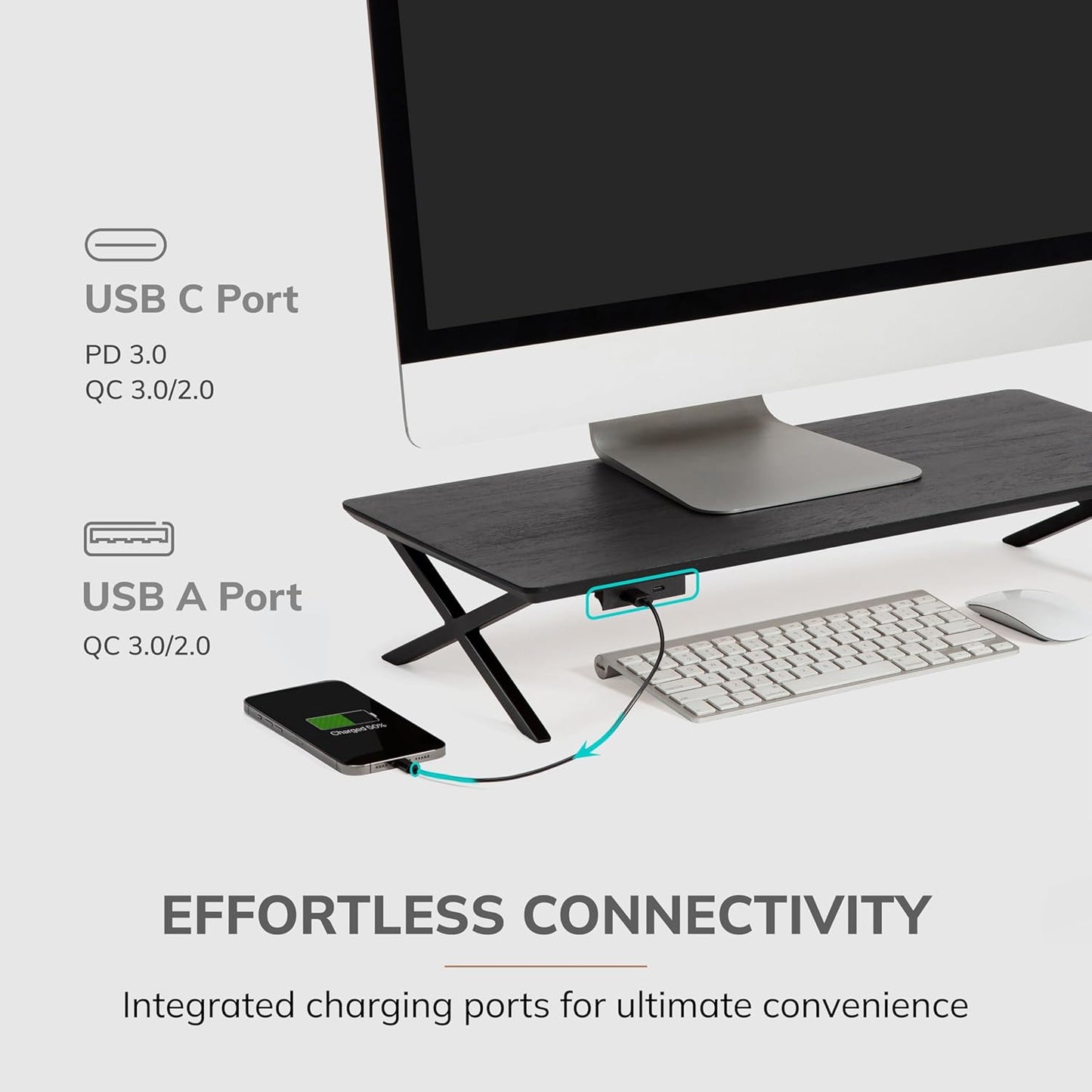 Anji Mountain Monitor Stand - Desktop Organizer & Laptop Riser, Ergonomic Monitor Riser, Space-Saving Monitor Stand for Desk, Durable Construction, Easy Assembly, Ideal for Home & Office,Black