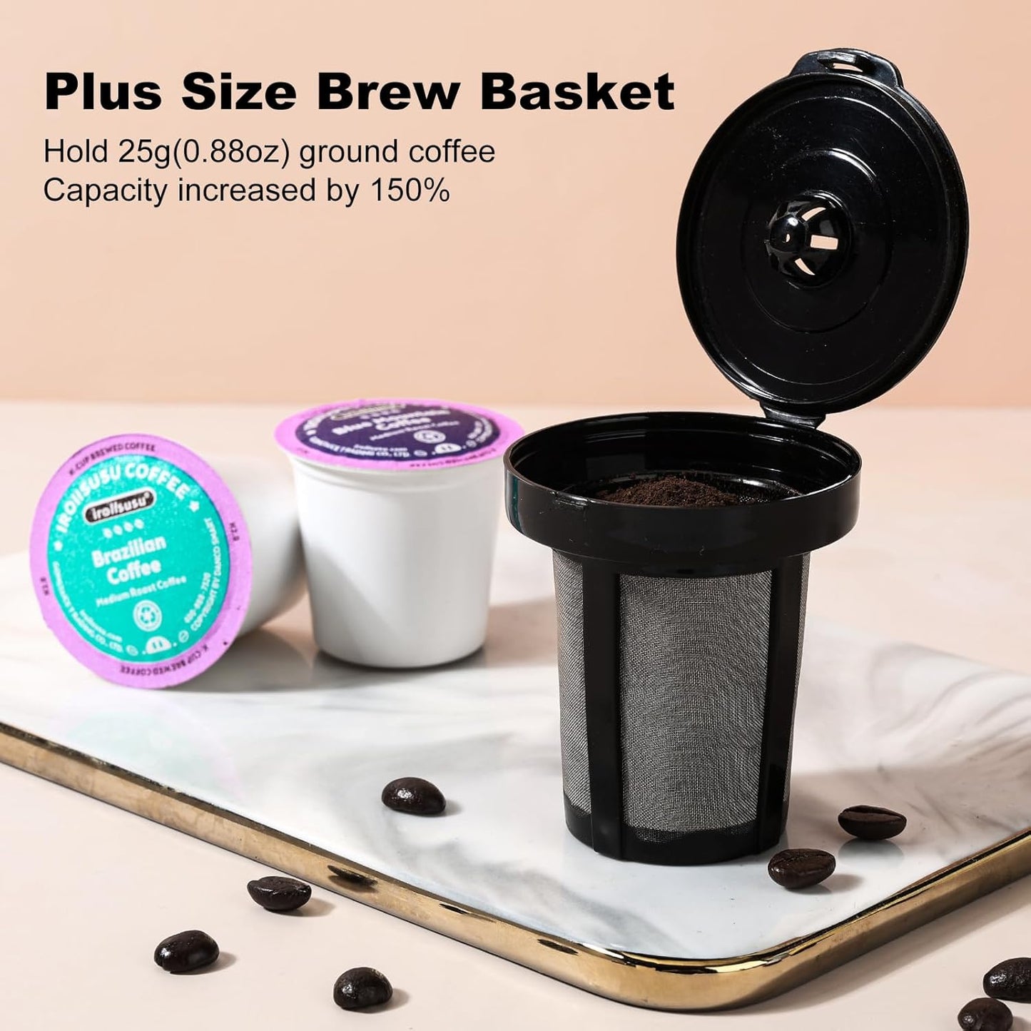 K Cup Coffee Maker, Single Serve coffee machine or Ground Coffee Machine 2 in 1, 6 to 14 Oz Brew Sizes, Mini One Cup Coffee Maker with Self cleaning Function, Fits Travel Mug, Black