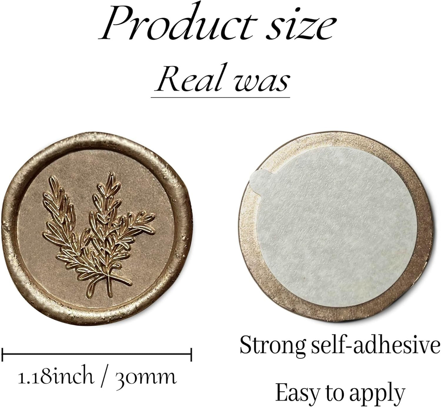 25Pcs Wax Seal Stickers Handmade Envelope Seals Self Adhesive Wax Stickers for Wedding Party Invitations, Envelope, Gift Wrap, Christmas(Rosemary Style, Champagne Gold)