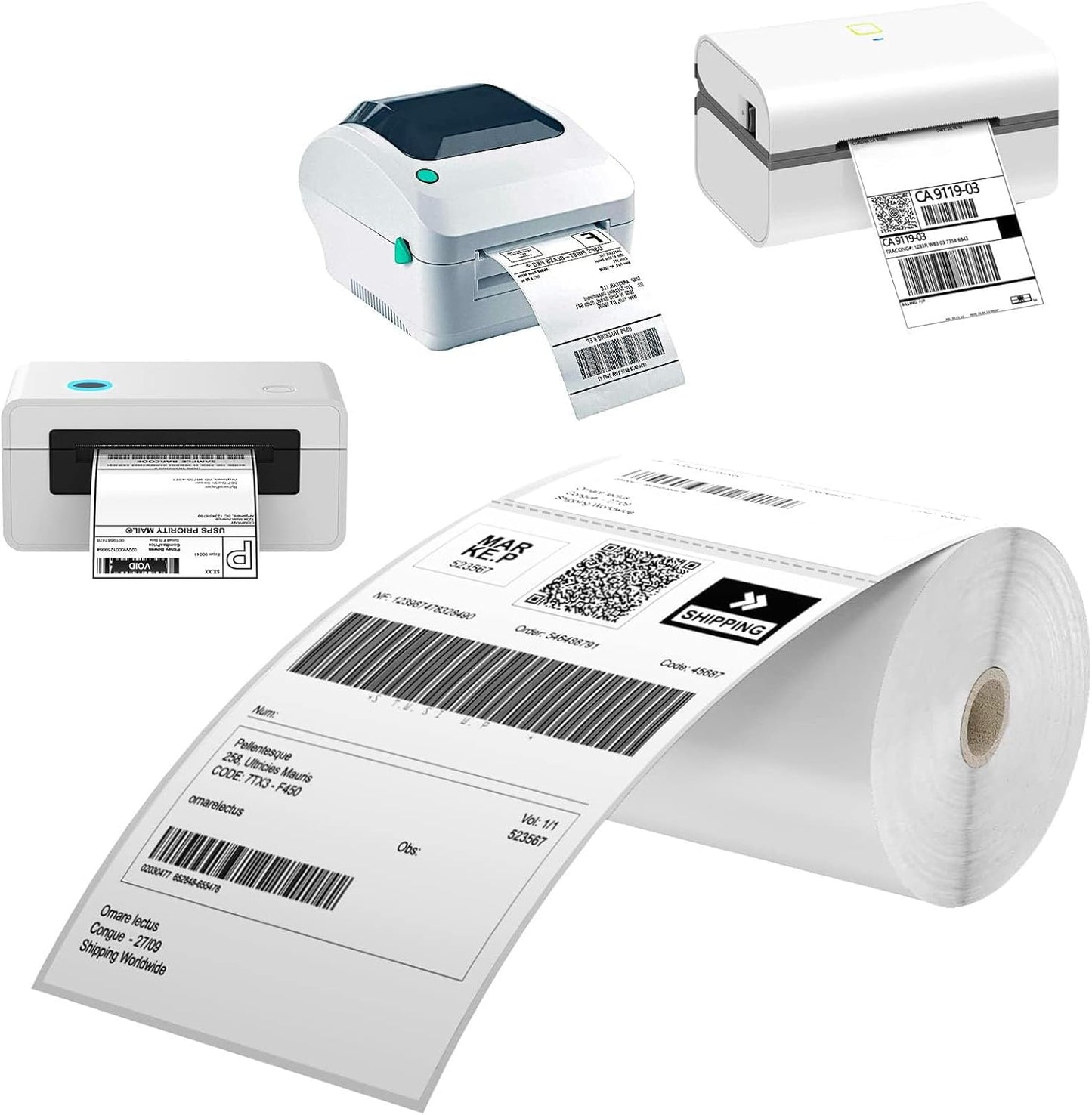 Direct Thermal Labels 4x6-450 Labels/Roll, Thermal Shipping Labels for Zebra 2844 ZP-450 ZP-500 ZP-505,4 Rolls,1800 Labels(NOT for DYMO)