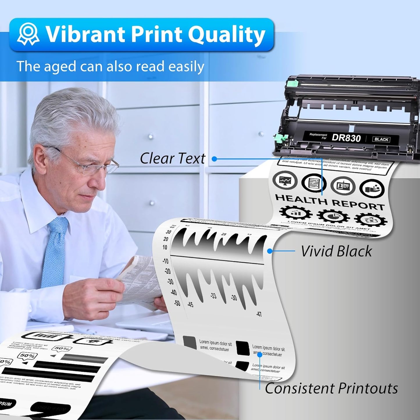 ZIPRINT DR830 DR-830 Drum 2 Pack Compatible Replacement for Brother tn830xl dr830 dr-830 Drum Unit for HL-L2460DW DCP-L2640DW HL-L2405W MFC-L2820DW MFC-L2900DW HL-L2480DW Printer