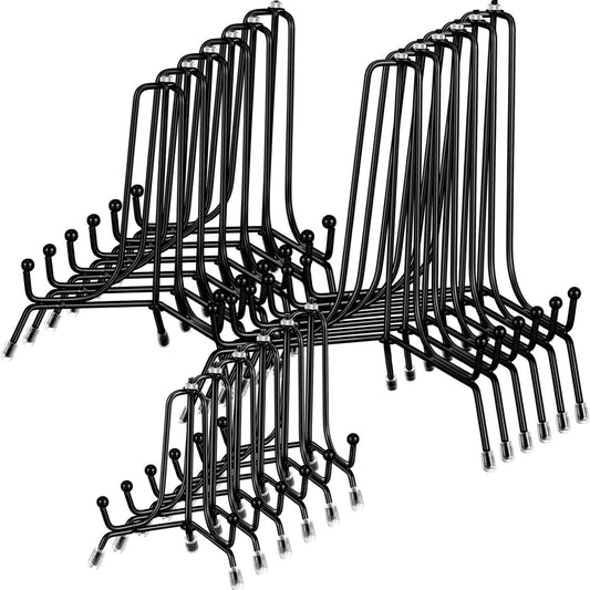 Chumia 18 Pcs Anti Slip Plate Stands for Display, Black Iron Easel Plate Holder Picture Frame Holder Stand for Display Decorative Photo Tabletop Artwork (6, 8, 10 Inch)