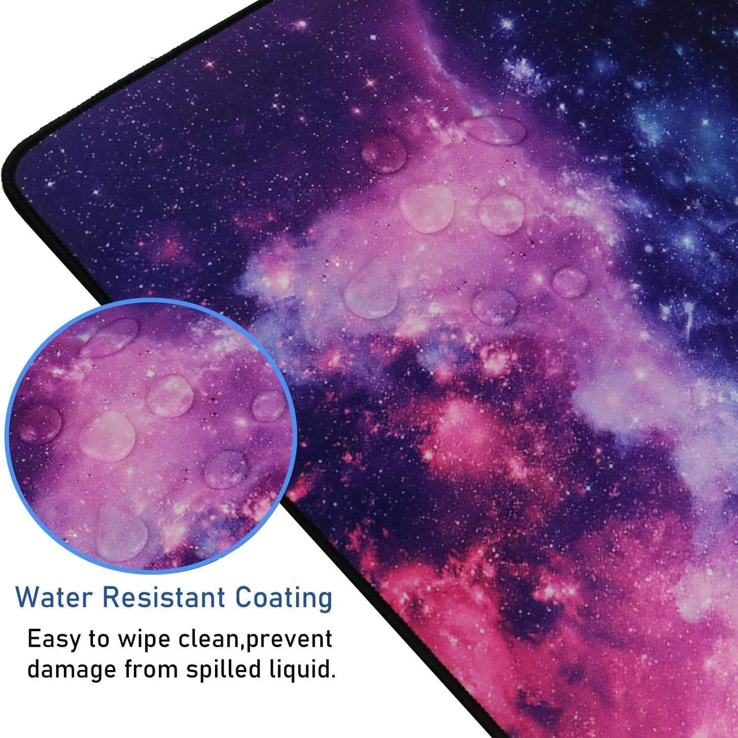 Gaming Mouse Pad with Stitched Edges, (35.4X15.7In) Durable Non-Slip Natural Rubber Base, Waterproof Computer Keyboard Pad Mat for Esports Pros/Gamer/Desktop/Office/Home, Galaxy