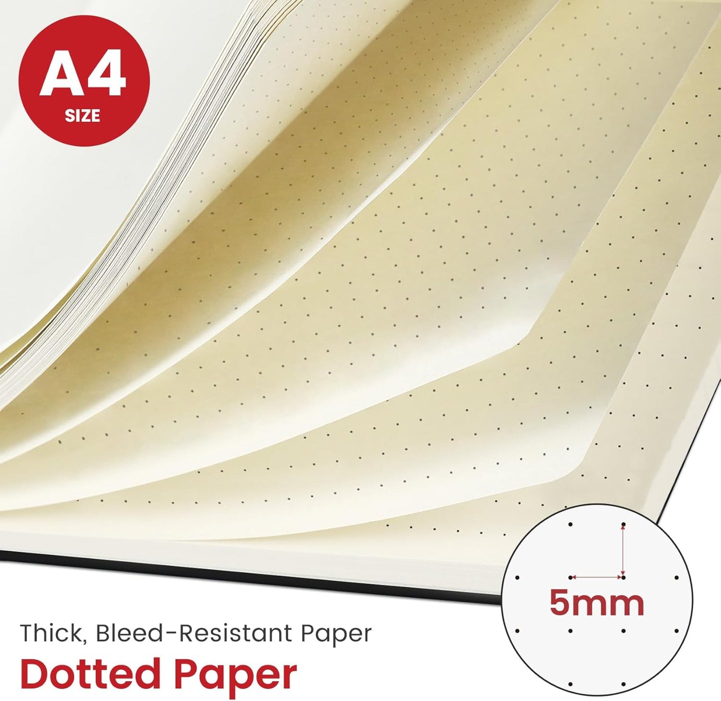 Taja Spiral Dotted Notebook, 8.5"x11" Notebooks for Work, Large A4 Journal for Women & Men, Bullet Dotted Journal, Journaling Notebook for Writing, Plastic Cover Spiral Journal, Black