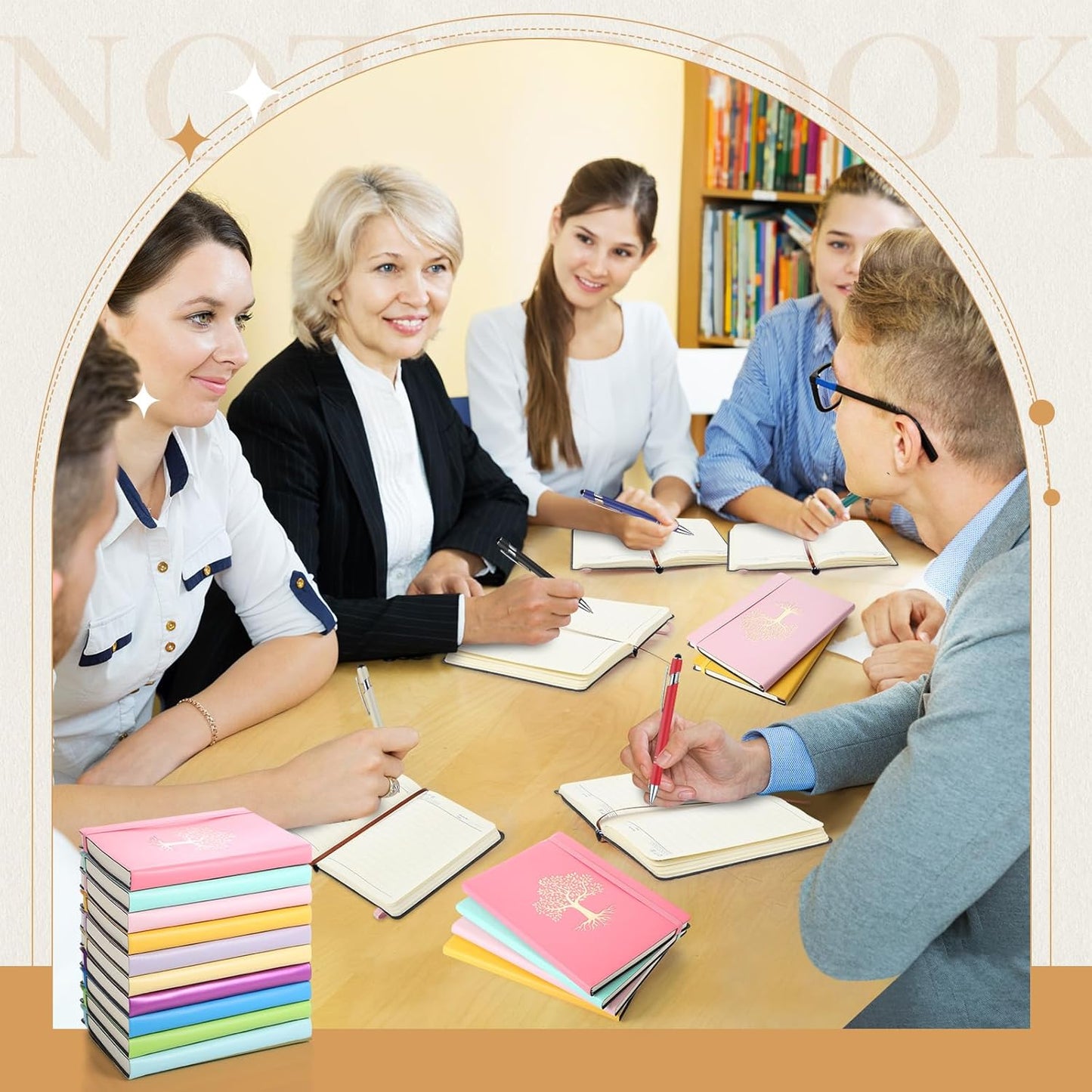 10 Pack Lined Journal Notebook A5 Leather Hardcover Journals for Writing 200 Pages 10 Colors Notepad for Travel Work School Office Business Note Taking Diary 5.7" x 8.3" (Pastel Color)