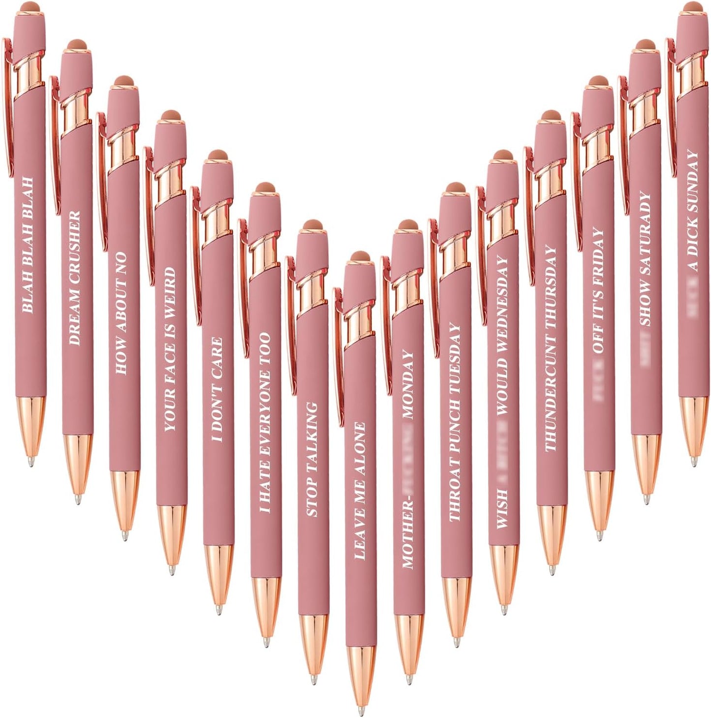 Aozora 15 Pack Ballpoint Pens Smooth Writing 2-in-1 Stylus Retractable Ballpoint Pen with Stylus tip, Office Decor Metal Stylus Pen for Touch Screens, 1.0 mm Black Ink (Funny-Rose Gold)