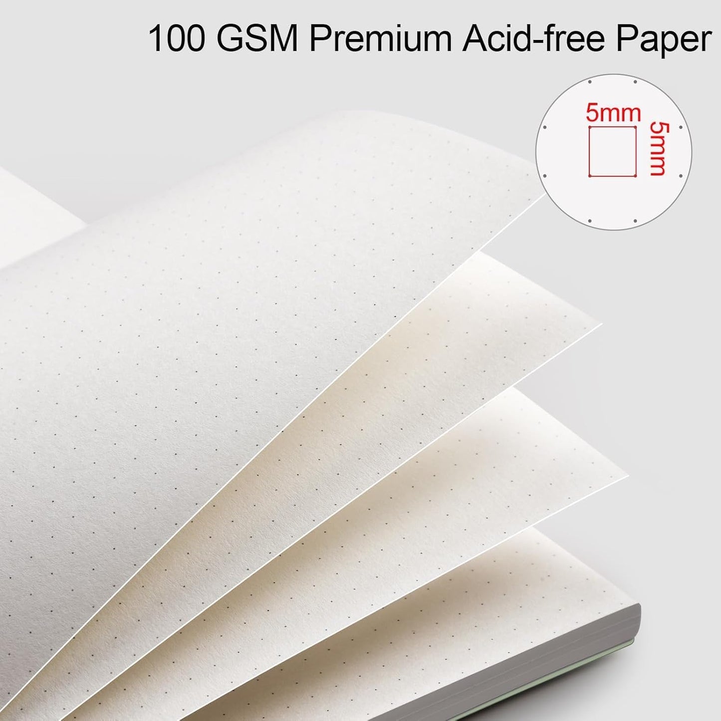 AHGXG Bullet Dotted Journal - Dot Grid Spiral Notebook B5, 140 Pages, 100 GSM Thick Paper, Waterproof Plastic Cover Journals for Bullet Journaling, Sketching, 7.6" x 10", Sage Green