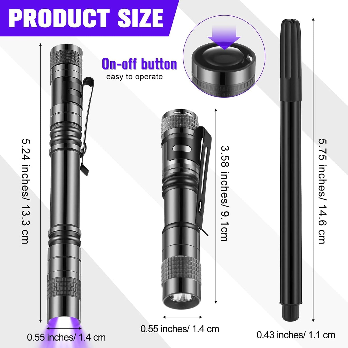 Tegeme 8 Pcs Black Light Markers Set 4 Invisible Ink Pen 4 Mini UV Flashlights Invisible Ink Marker Disappearing Pen for Class Prizes Spy Gift Party Favors(Grey and Black)