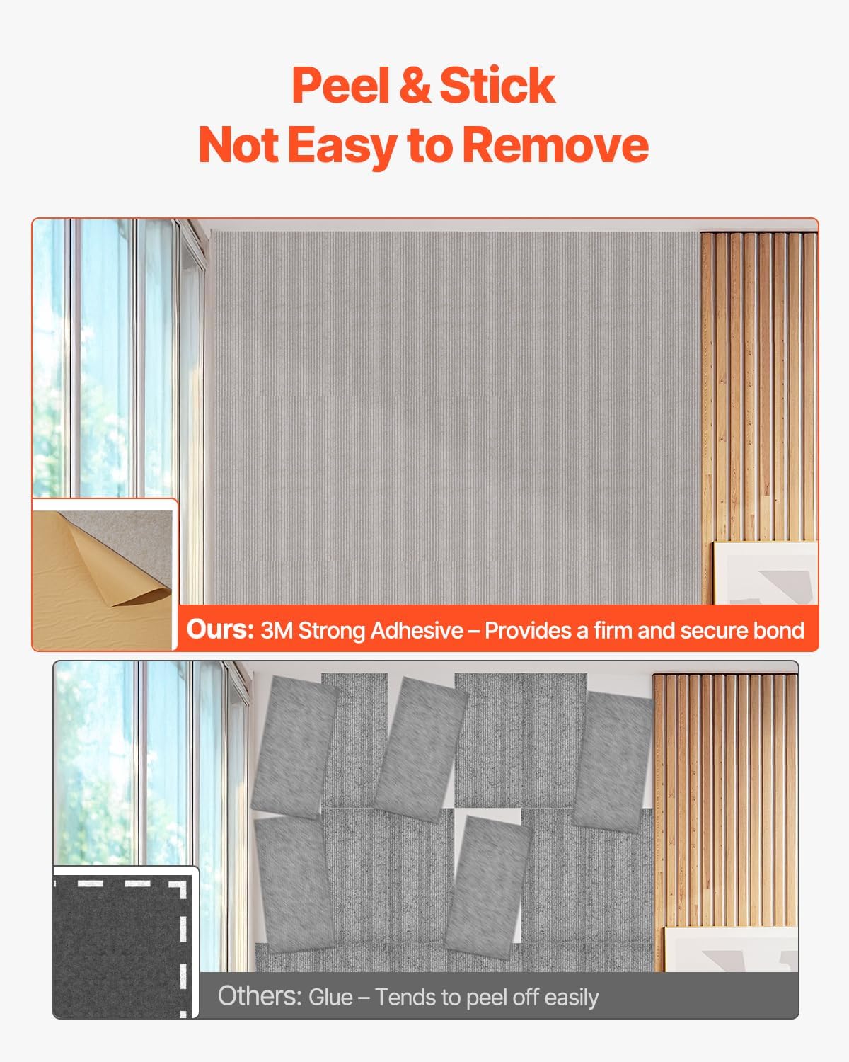 VEVOR 5 Pack Acoustic Panels with Self Adhesive, 47.2 x 23.6 x 0.4 inch Sound Proof Foam Panels, Polyester Fiber Soundproof Wall Panels High Density, for Home, Studio, Office, Theater, Camel