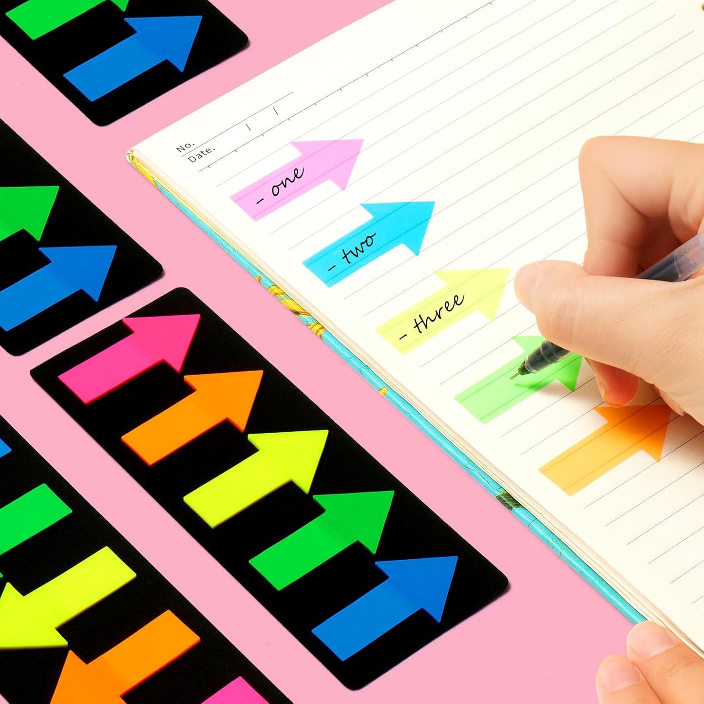 750 Pcs Large Arrow Sticky Page Markers Index Tabs,Repositionable,Writable Self Adhesive Tabs for Reading Books,Highlighting Information and Marking Document(5 Colors,6 Sets)