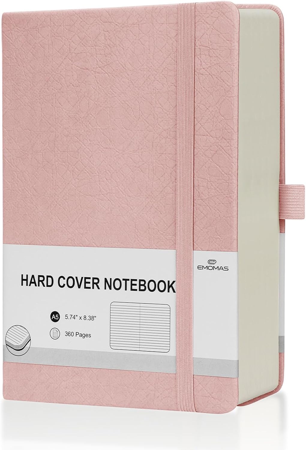 Lined Journal Notebook, 360 Numbered Pages(With page number), Thick Journal for Writing A5 College Ruled Notebook, 100gsm Lined Paper, Leather Hardcover, 5.75'' X 8.38''-Pink