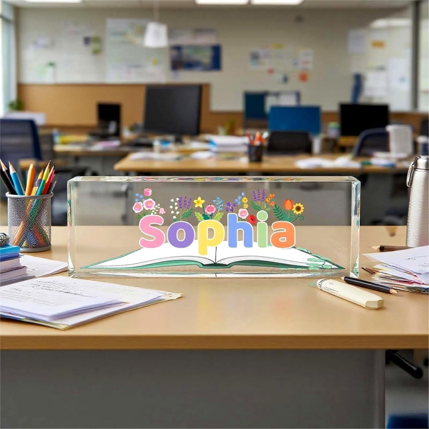 Custom Desk Name Plate, Teacher Name Plate for Desk, Office Decor for Women, Coworkers, Employee (S10)