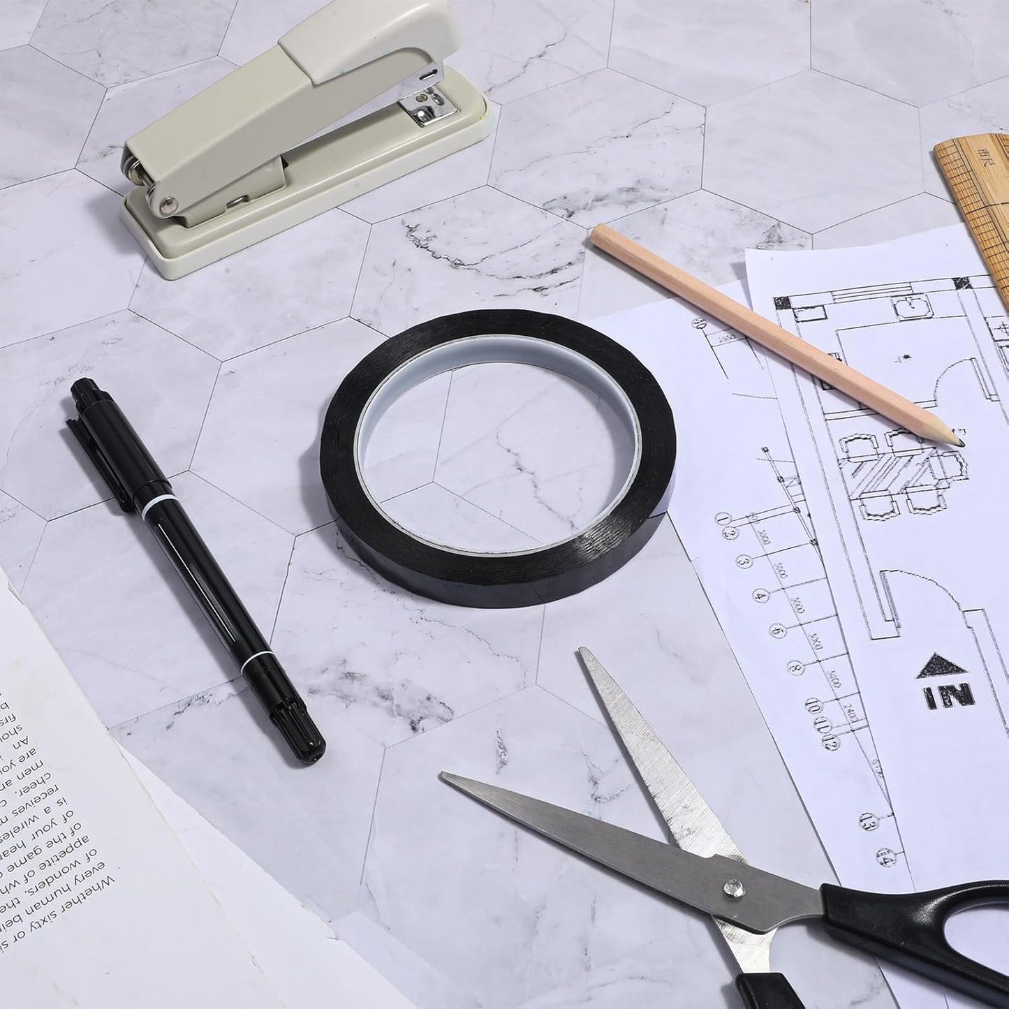 Black Graphic Whiteboard Tape 1/2 Inch X 55 Yards Self Adhesive Chart Line Tape for Dry Erase Board Chart Line Grid Marking