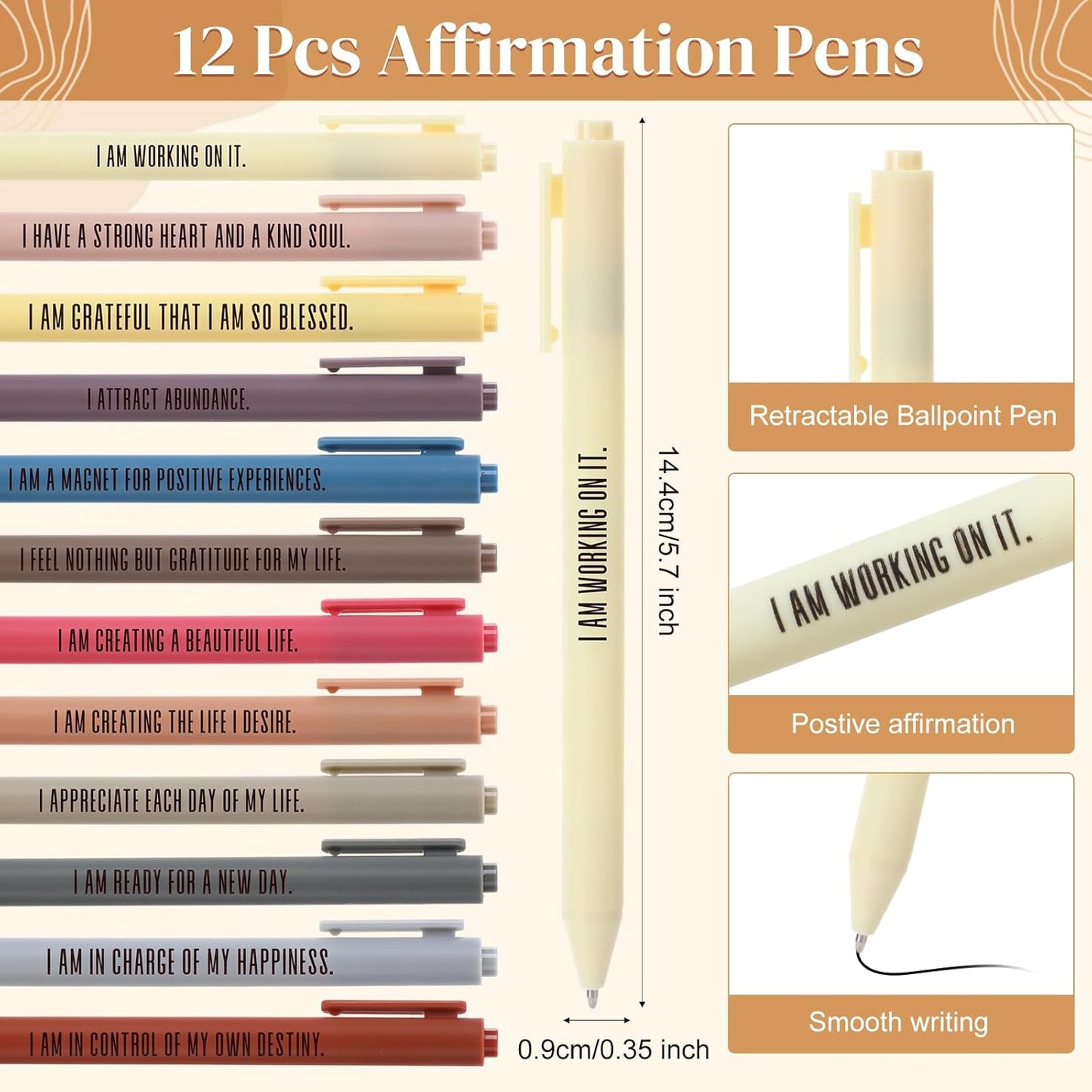 Kosiz 24 Pcs/12 Set Positive Affirmation Gifts Gratitude Spiral Notebooks with Pens Motivational Encouragement Notepads Daily Affirmations Journal for Women (Rainbow)