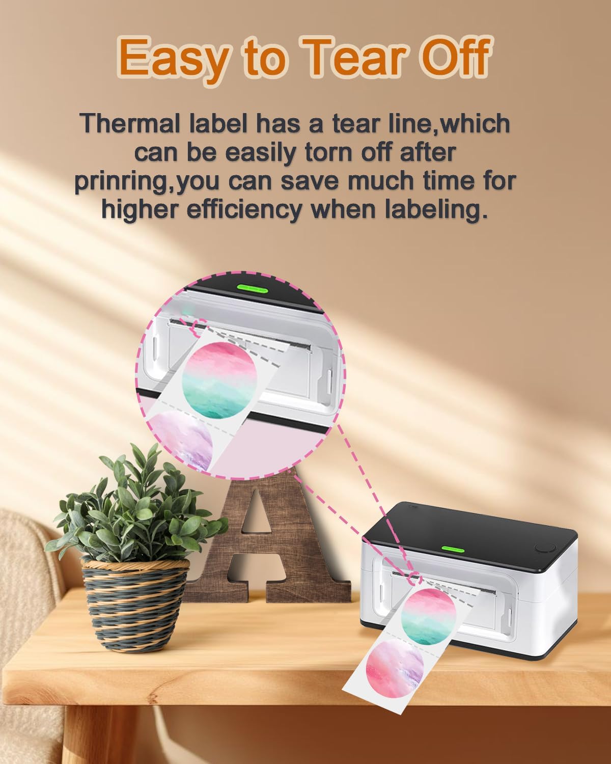 2 inch Round Thermal Labels - Direct Thermal Stickers, 500 Labels for Printer, 4 Colors