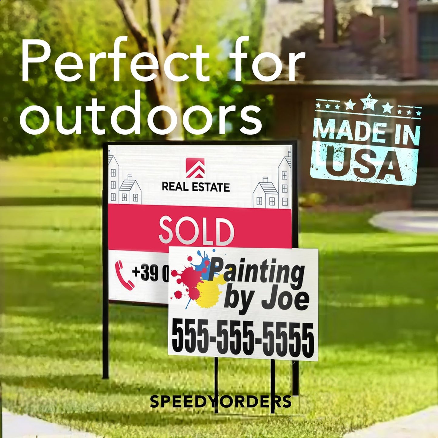 Custom Metal Signs, Personalized Aluminum, Waterproof Business Signs, White Aluminum (Red & White, 24x18 In)