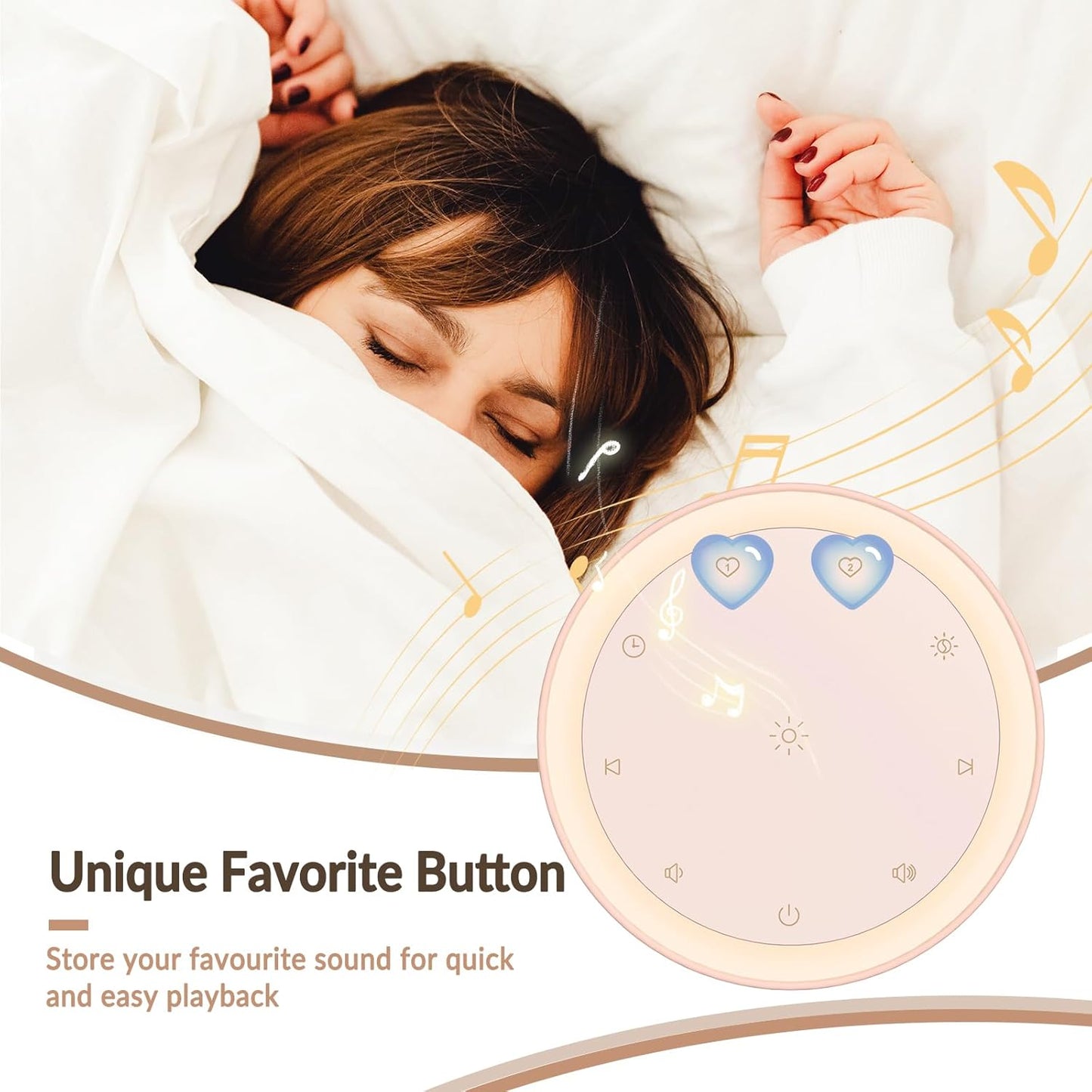 Kipcush Sound Machine & Night Light for Adults, Baby, Kids. White Noise Machine with 20 Soothing Sleep Sounds. Small Size & Portable Design for Bedroom, Office, Travel. Favorites Buttons, Timer（Pink）