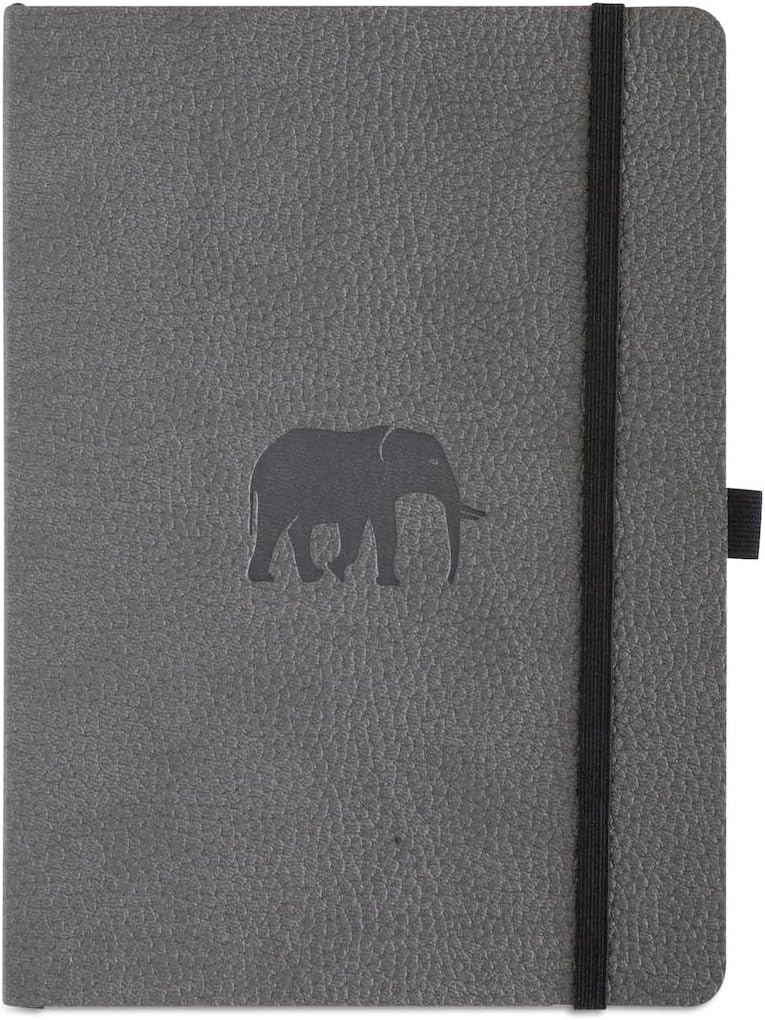 Dingbats A5+ Wildlife Notebook Journal Softcover, Cream 100gsm Ink-Proof Paper, 6 x 8.3 inches, 112 pages (Grey Elephant, Lined Format)