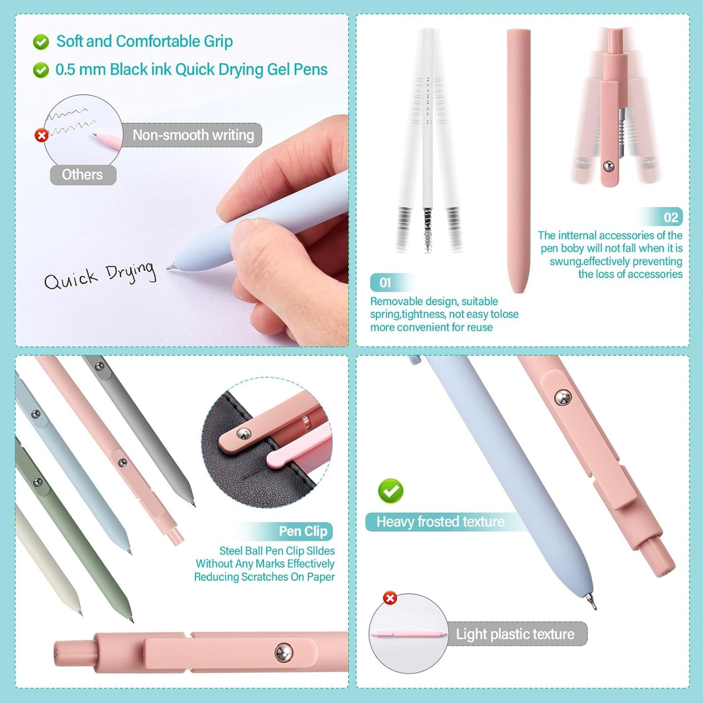 Jutom 38 Pcs Book Annotation Kit Aesthetic Highlighters Gel Pens Set Sticky Notes Tabs Markers Dual Ended Highlighter Quick Dry Ink Pens for Office Annotating Books(Blue Series,Square)