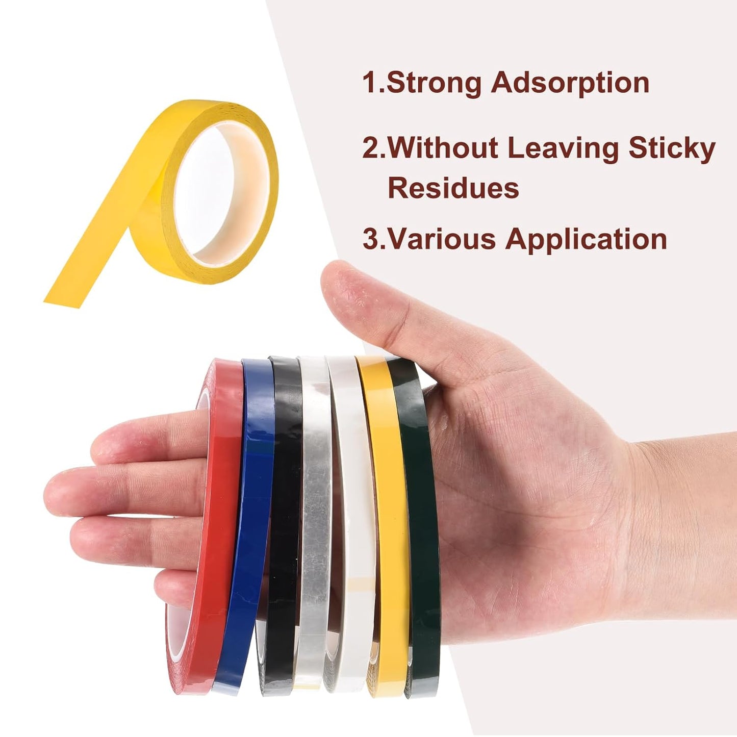 MECCANIXITY 6 Rolls Whiteboard Tape Graphic Chart Tape 25mm 54.7 Yard Art Tape Thin Self-Adhesive Pinstripe Tape Masking Tape for Gift Wrapping Craft Supplies, Yellow