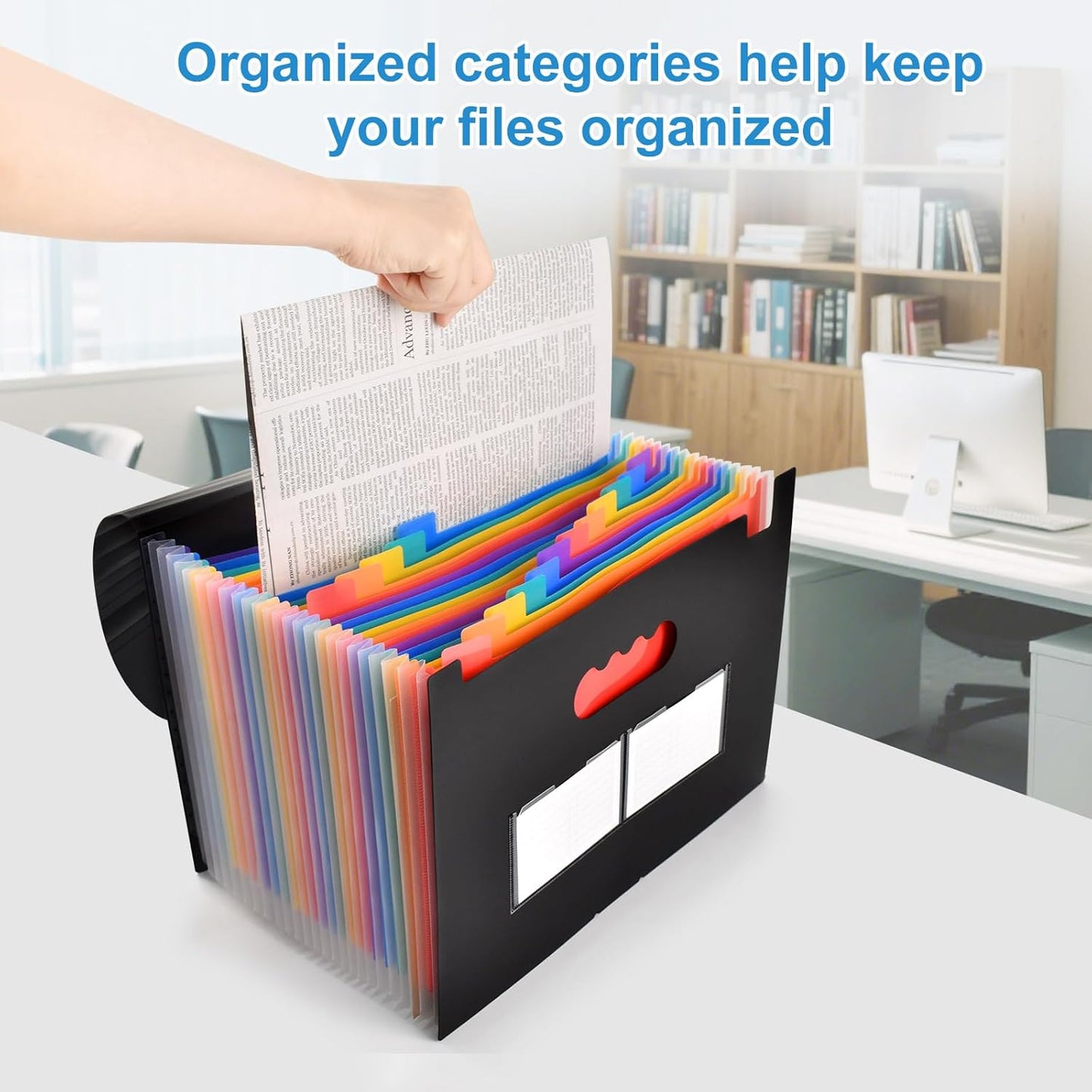 Accordion File Organizer, Expanding File Folders, 25 Pockets Bill Receipt Organizer with Colorful Tabs, Desktop Folders Letter A4 Paper Document Storage for Home Office