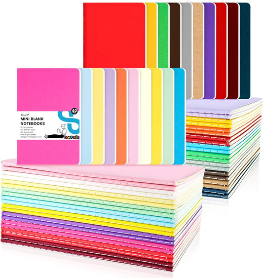 Koogel 40PCS Pocket Notebooks, Mini Blank Notebooks 3.5 x 5.5 Inch Notepads Journals 20 Colors for Students Traveler School Supplies Office