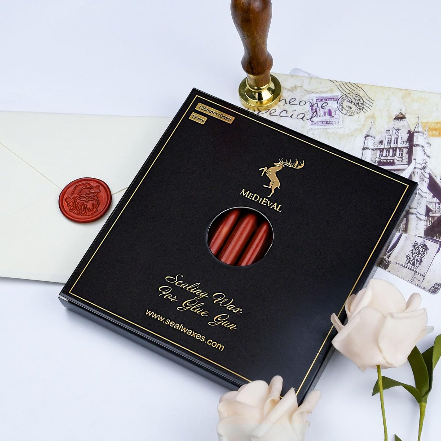 Large Glue Gun Wax Seal Sticks - Blood Red - Homemade Wax Seals for Wedding Invitation, Thanks Cards Envelopes, Snail Mails, Gift Wrapping,