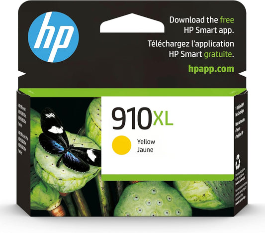HP 910XL Yellow High-yield Ink Cartridge | Works with HP OfficeJet 8010, 8020 Series, HP OfficeJet Pro 8020, 8030 Series | Eligible for Instant Ink | 3YL64AN