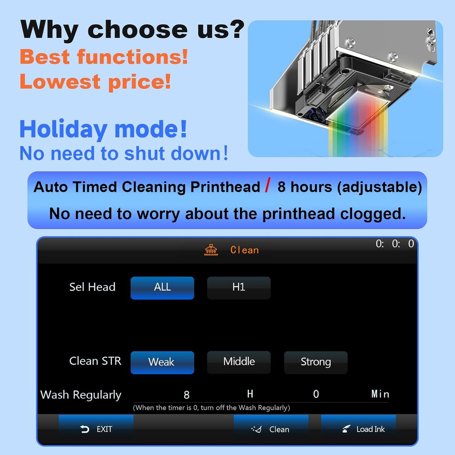 MZK A3 Plus DTF Printer XP600 Doubled-Speed,13+" DTF Film,Built-in Holiday Automatic Timed Cleaning Printhead,LED Multi-Function Fouch Screen,Film Cutter,White Ink Circulation,Gift Ink 2 Year